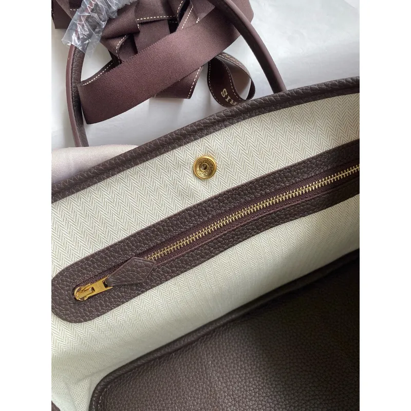 Hermes Garden Party 30 Ručně vyráběná taška v kůži Ebene Clemence