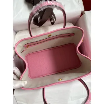 Hermes Garden Party 30 Ručně vyráběná taška z růžové sakurové kůže Clemence