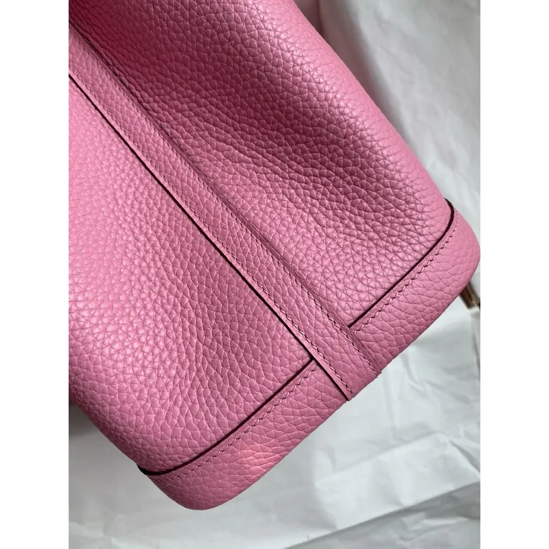 Hermes Garden Party 30 Ručně vyráběná taška z růžové sakurové kůže Clemence