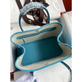 Hermes Garden Party 30 Ručně vyráběná taška v modré de Nord kůži Clemence