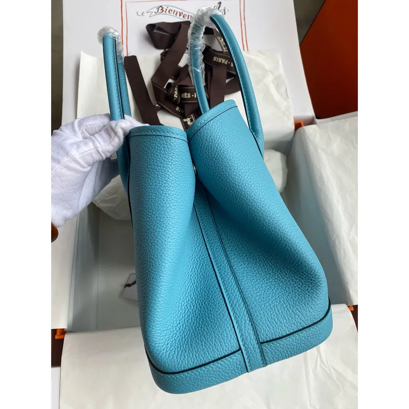 Hermes Garden Party 30 Ručně vyráběná taška v modré de Nord kůži Clemence