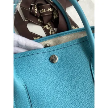 Hermes Garden Party 30 Ručně vyráběná taška v modré de Nord kůži Clemence