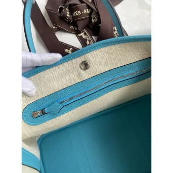 Hermes Garden Party 30 Ručně vyráběná taška v modré de Nord kůži Clemence