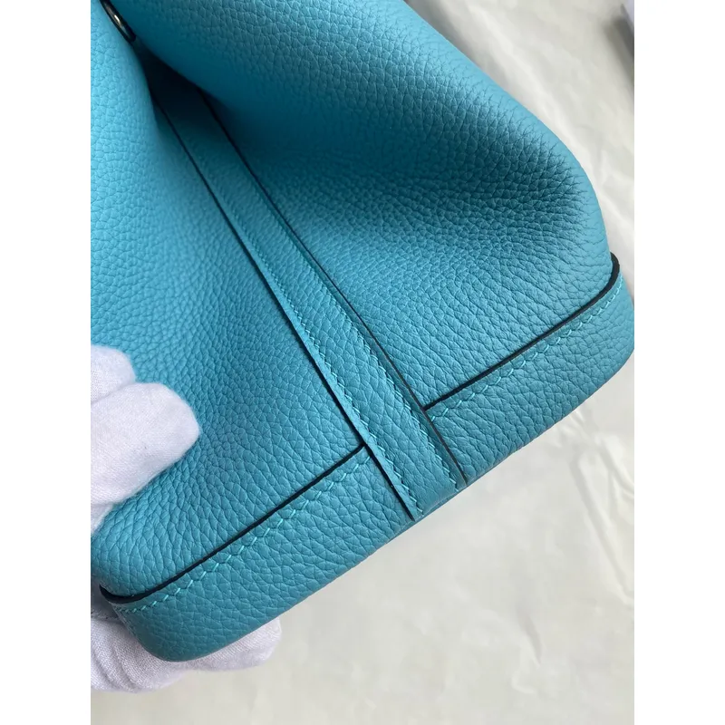 Hermes Garden Party 30 Ručně vyráběná taška v modré de Nord kůži Clemence