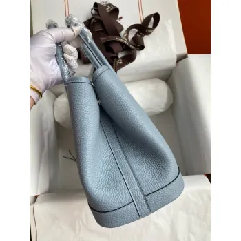 Hermes Garden Party 30 Ručně vyráběná taška v modré kůži Clemence