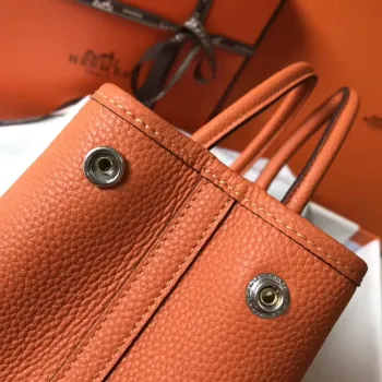 Hermes Orange Clemence Garden Party 30cm Ručně vyráběná taška
