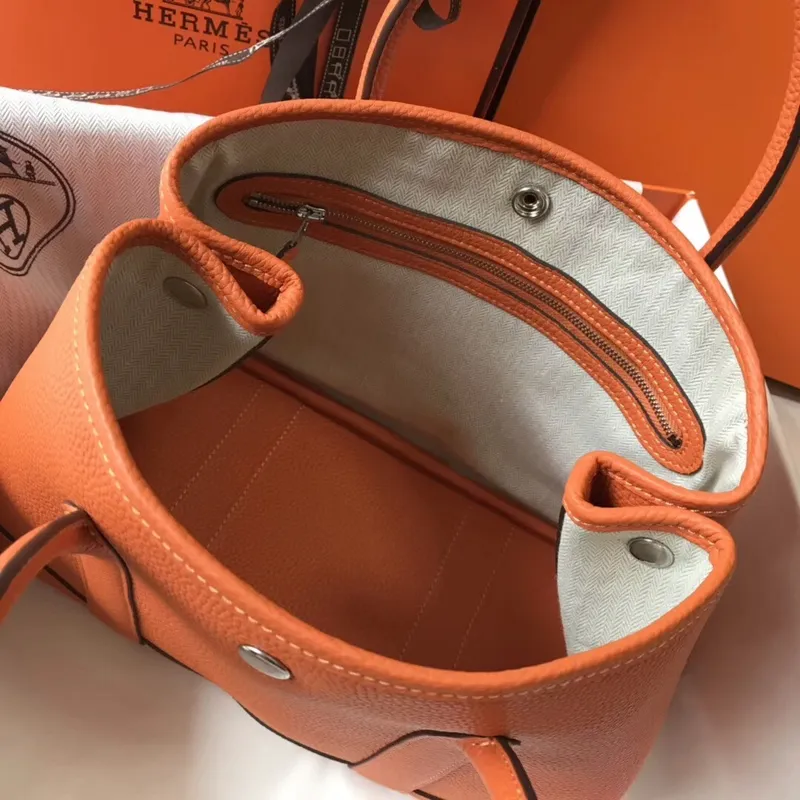Hermes Orange Clemence Garden Party 30cm Ručně vyráběná taška