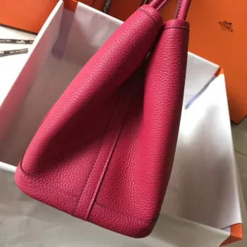 Hermes Rose Red Clemence Garden Party 30cm Ručně vyráběná taška