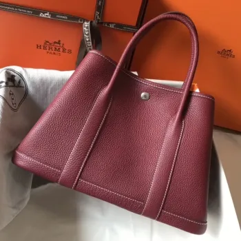 Hermes Ruby Clemence Garden Party 30cm Ručně vyráběná taška