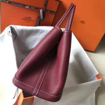 Hermes Ruby Clemence Garden Party 30cm Ručně vyráběná taška
