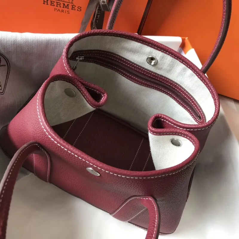 Hermes Ruby Clemence Garden Party 30cm Ručně vyráběná taška