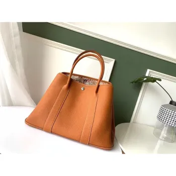 Hermes Tan Fjord Garden Party 30cm s potiskem podšívky