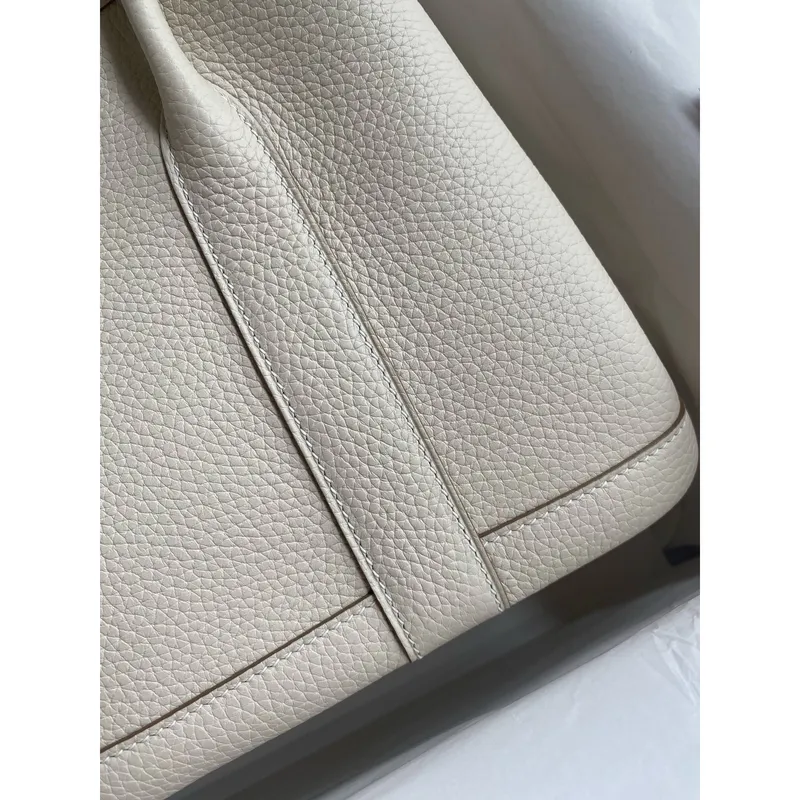 Hermes Garden Party 30 Ručně vyráběná taška z kůže Clemence v odstínu Craie