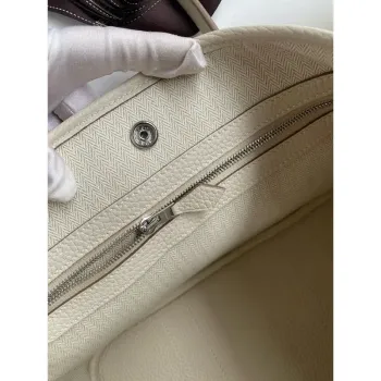 Hermes Garden Party 30 Ručně vyráběná taška z kůže Clemence v odstínu Craie