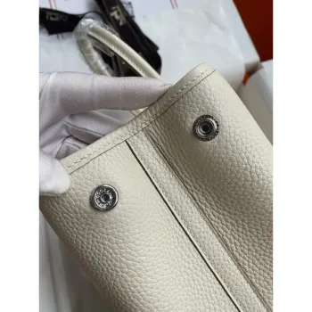 Hermes Garden Party 30 Ručně vyráběná taška z kůže Clemence v odstínu Craie