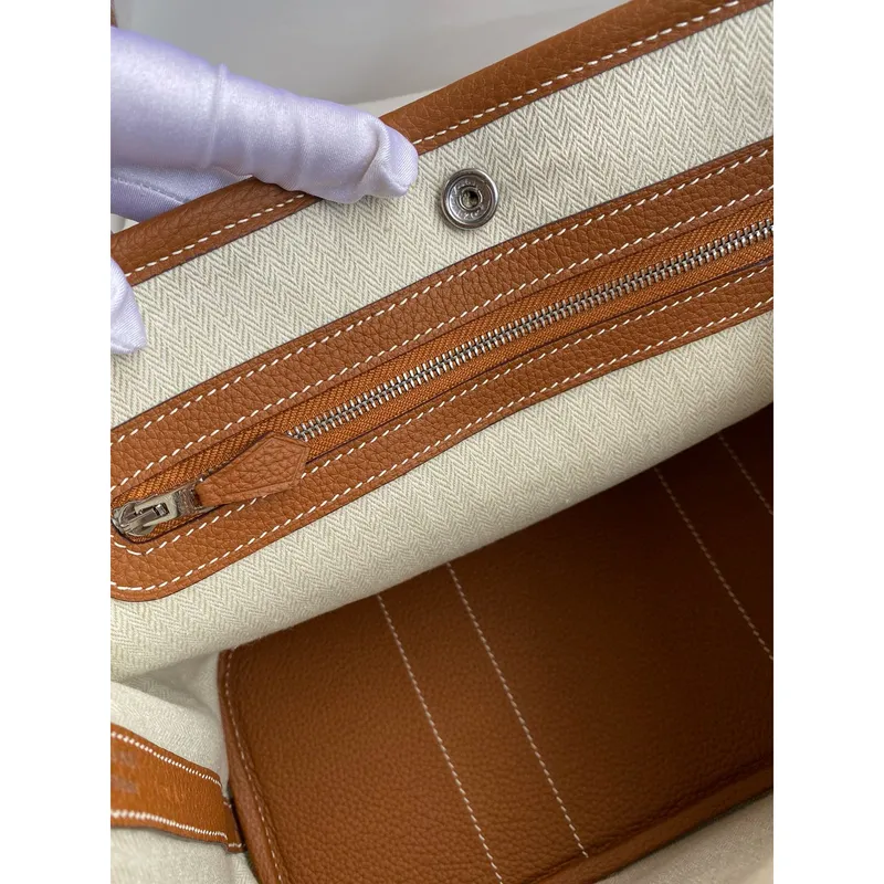 Hermes Garden Party 30 Ručně vyráběná taška z zlaté kůže Clemence