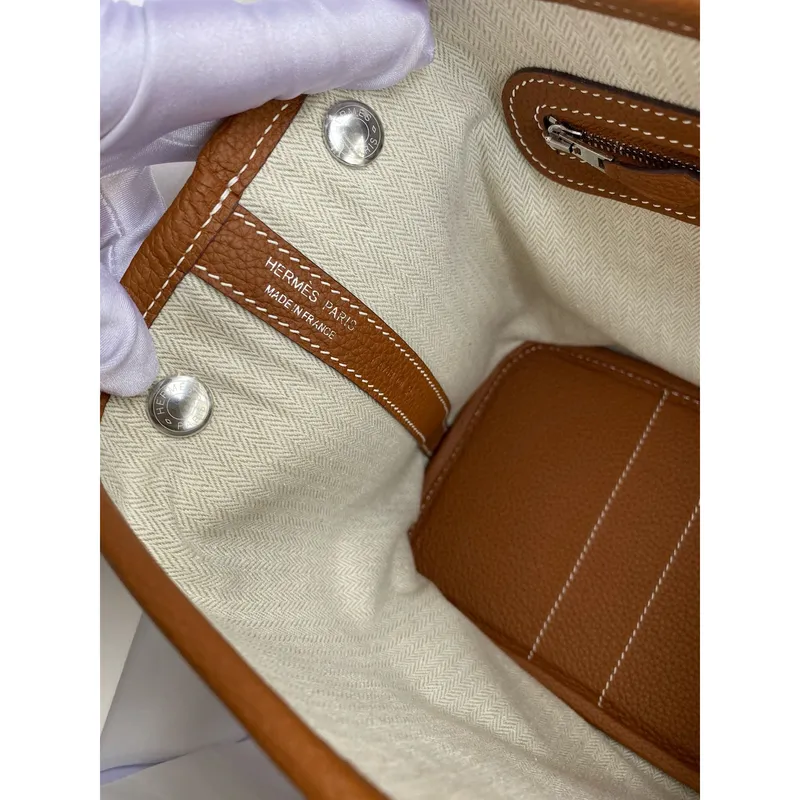 Hermes Garden Party 30 Ručně vyráběná taška z zlaté kůže Clemence