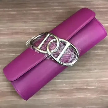 Hermes Ručně vyráběná Egee Clutch v kůži Cyclamen Swift