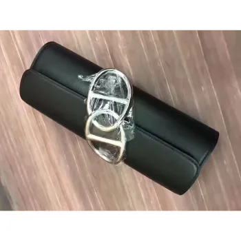 Hermes Ručně vyráběná Egee kabelka v černé kůži Swift