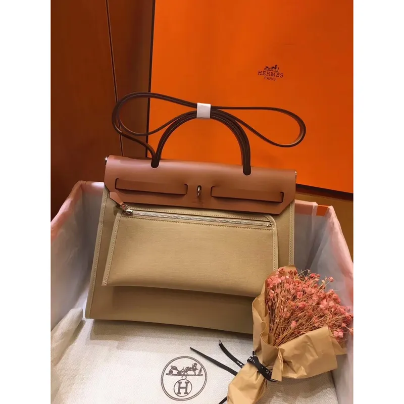 Hermes Herbag Zip 31cm Taška v Hnědé a Béžové