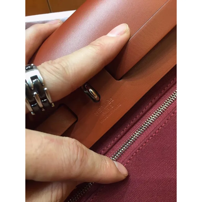 Hermes Herbag Zip 31cm Taška v barvách camel a bordeaux