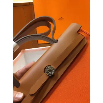 Hermes Herbag Zip 31cm Taška v Hnědé a Oranžové