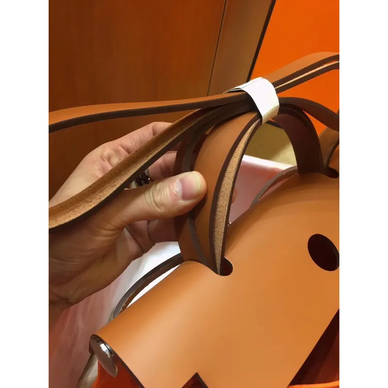 Hermes Herbag Zip 31cm Taška v Hnědé a Oranžové