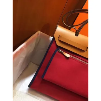 Hermes Herbag Zip 31cm Taška v Hnědé a Červené