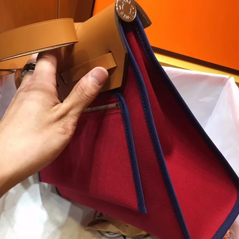 Hermes Herbag Zip 31cm Taška v Hnědé a Červené