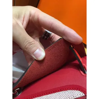 Hermes Herbag Zip 31cm Taška v červené plátno a kůže
