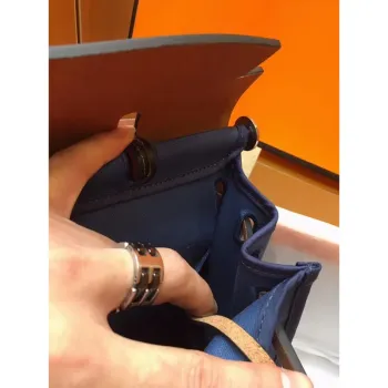 Hermes Herbag Zip 31cm Taška v Camel a Modré
