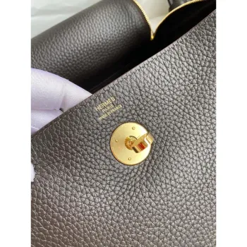 Hermes Lindy 26 Ručně vyráběná taška z kůže Ebene Clemence