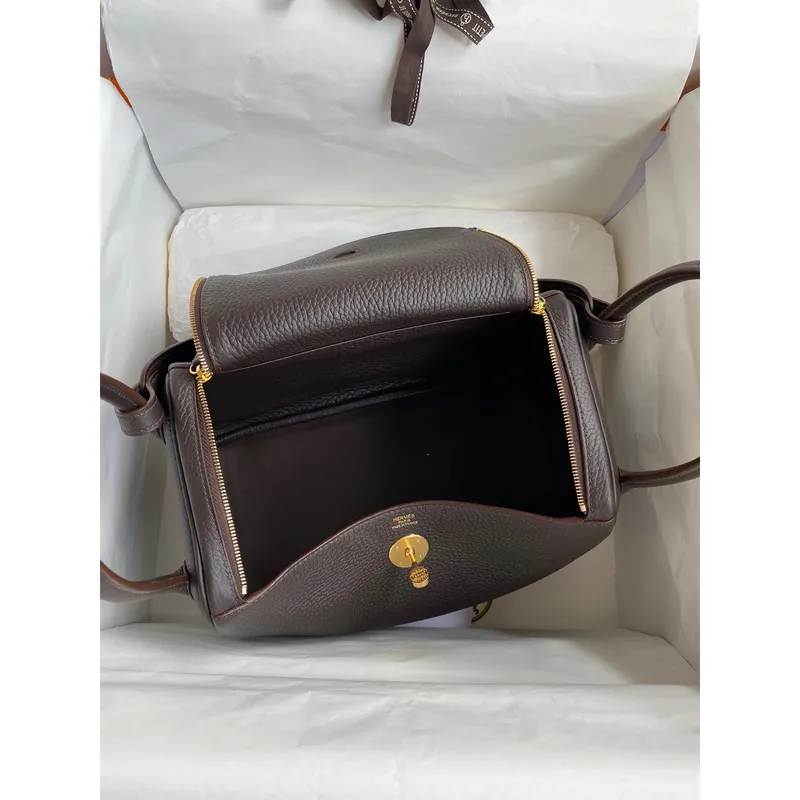 Hermes Lindy 26 Ručně vyráběná taška z kůže Ebene Clemence