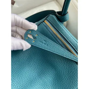 Hermes Lindy 26 Ručně vyráběná taška v kůži Vert Bosphore Clemence