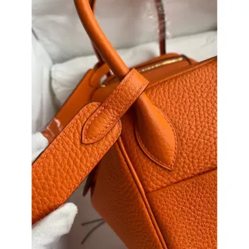 Hermes Lindy 26 Ručně vyráběná taška v oranžové kůži Clemence