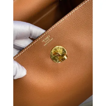 Hermes Lindy 26 Ručně vyráběná taška z kůže Gold Evercolor