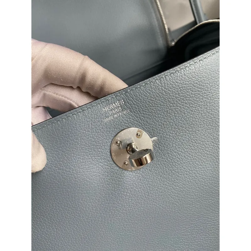 Hermes Lindy 26 Ručně vyrobená taška v modré kůži Evercolor