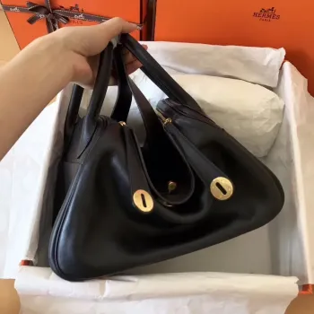 Hermes Black Lindy 26cm Swift Ručně vyrobená taška