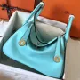 Hermes Blue Atoll Lindy 26cm Swift Ručně vyráběná taška