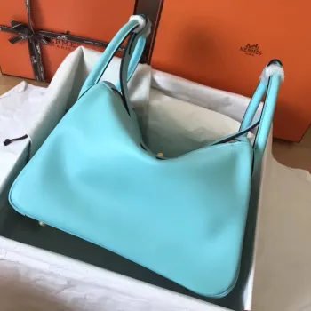 Hermes Blue Atoll Lindy 26cm Swift Ručně vyráběná taška