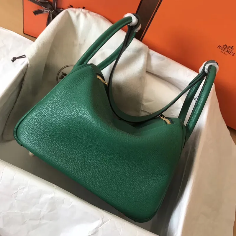 Hermes Vert Vertigo Lindy 26cm Clemence Ručně vyráběná taška