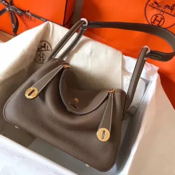 Hermes Taupe Lindy 26cm Clemence Ručně vyráběná taška