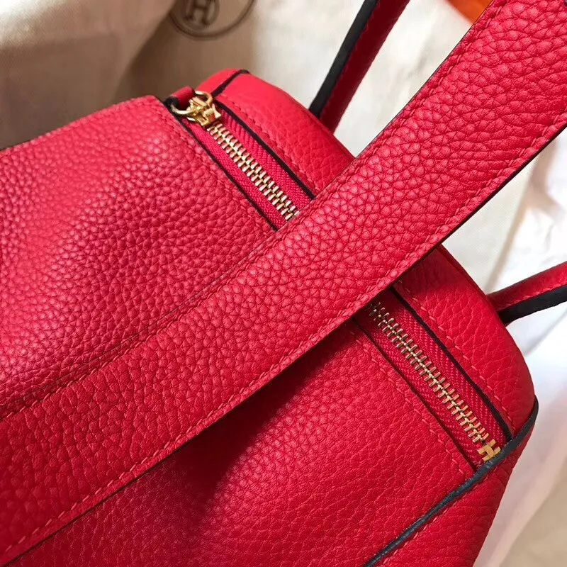 Hermes Red Lindy 26cm Clemence Ručně Vyrobená Taška