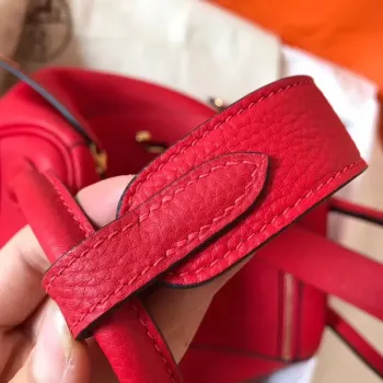 Hermes Red Lindy 26cm Clemence Ručně Vyrobená Taška
