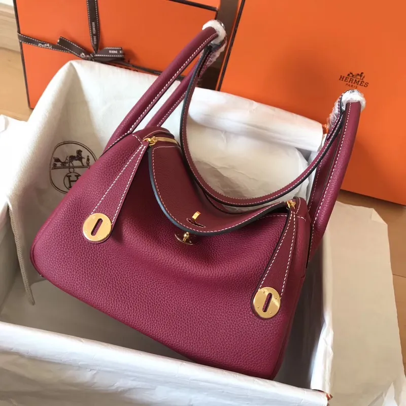 Hermes Ruby Lindy 26cm Clemence Ručně vyráběná taška