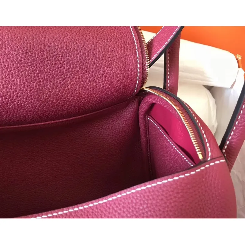 Hermes Ruby Lindy 26cm Clemence Ručně vyráběná taška