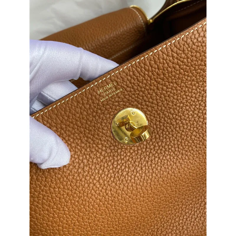 Hermes Lindy 26 Ručně vyráběná taška z zlaté kůže Clemence
