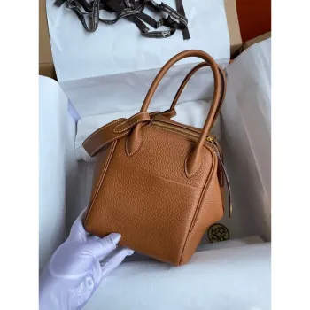 Hermes Lindy 26 Ručně vyráběná taška z zlaté kůže Clemence