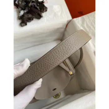 Hermes Lindy 26 Ručně vyráběná taška v kůži Clemence v odstínu Gris Asphalt