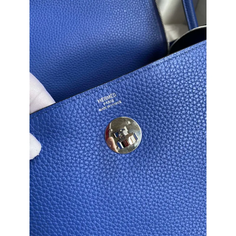 Hermes Lindy 26 Ručně vyráběná taška v modré elektrické kůži Clemence